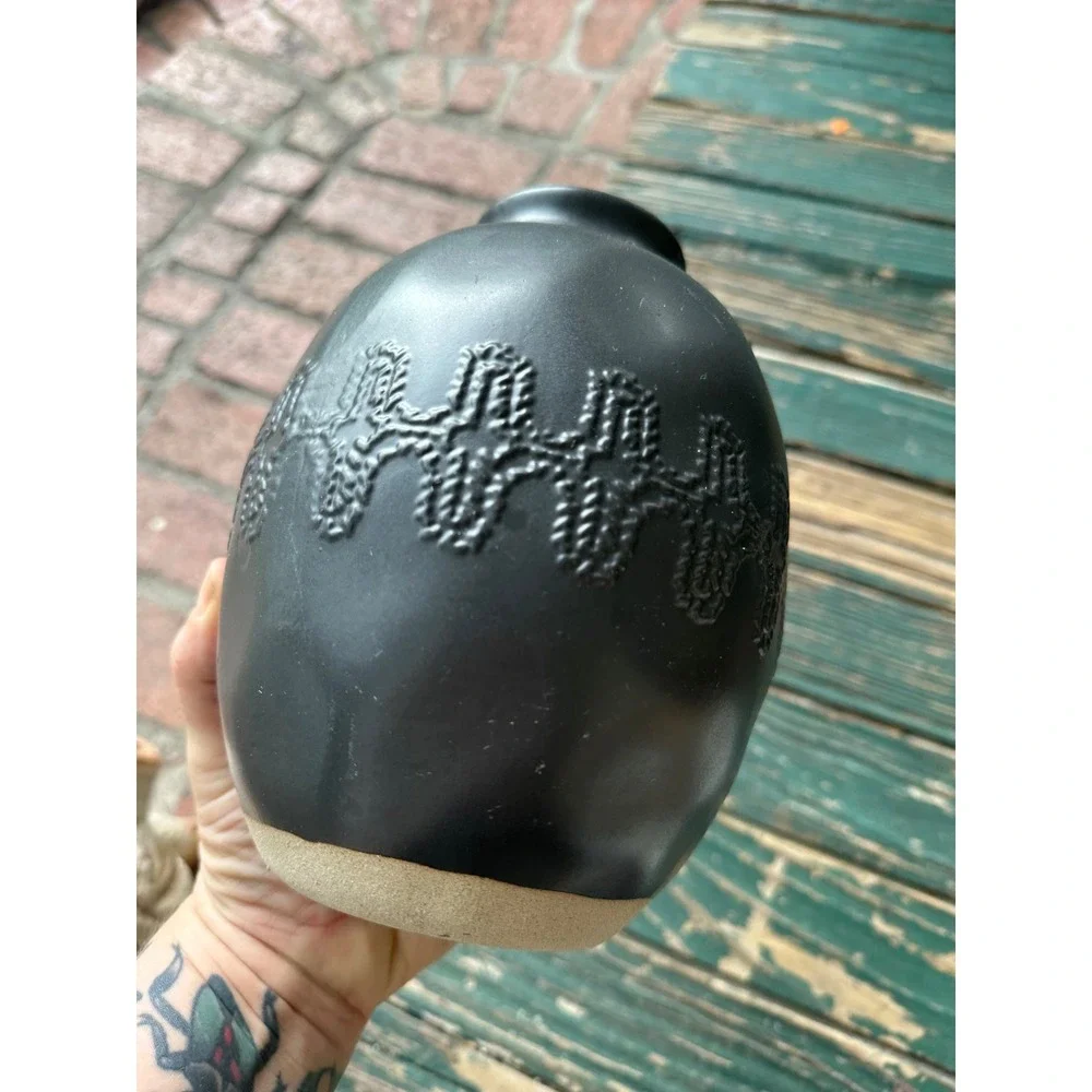 Hearth & Hand with Magnolia Matte Black Textured Stoneware Decorative Vase 6.5